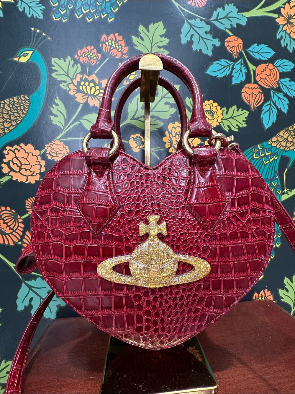 Vivienne Westwood Vintage Chancery Orb Heart Bag Red Croc Embossed Crossbody - Picture 4 of 15